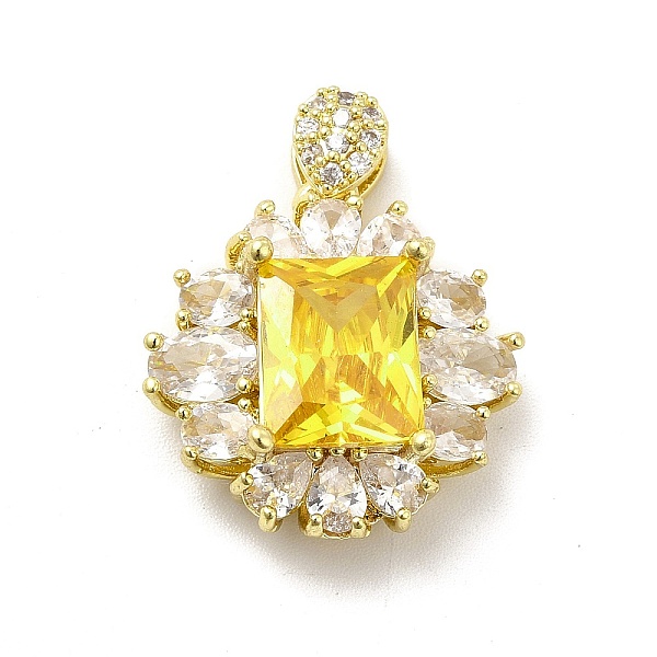 Brass Micro Pave Clear Cubic Zirconia Pendants