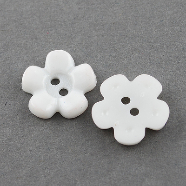 

PandaHall Acrylic Buttons, 2-Hole, Dyed, Flower, White, 15x15x3mm, Hole: 2mm Acrylic Flower White