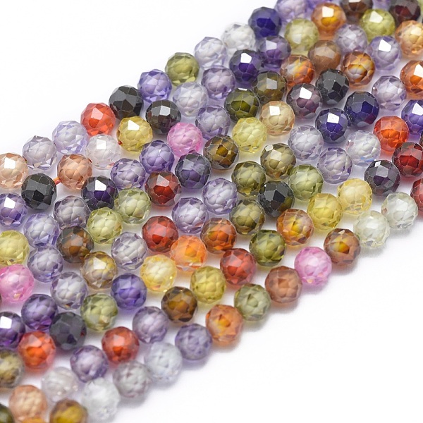 

PandaHall Cubic Zirconia Beads Strands, Faceted, Round, Mixed Color, 4mm, Hole: 0.8mm, about 91pcs/strand, 15 inch(38cm) Cubic Zirconia..., Multicolor
