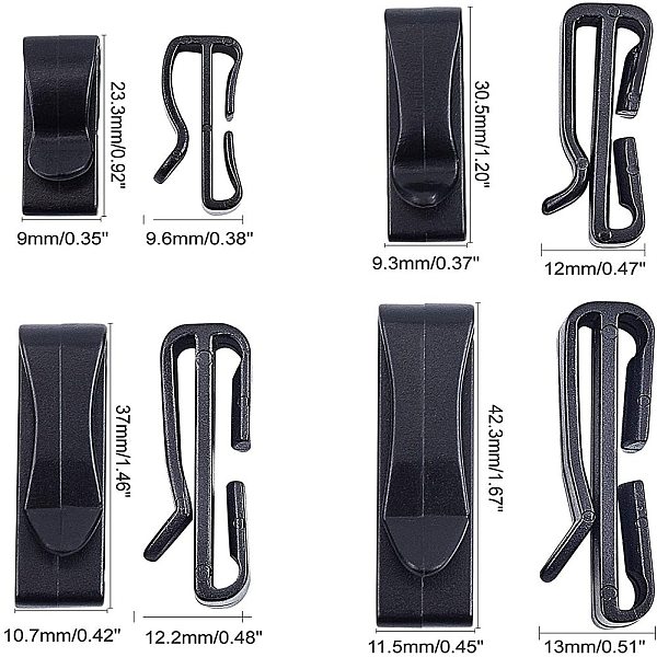 

PandaHall 80 Pcs Webbing Ending Clip, 4 Size Adjust Keeper Buckle Quick Slip Keeper Connect Buckle for Backpack Adjusting Strap Plastic..., Black
