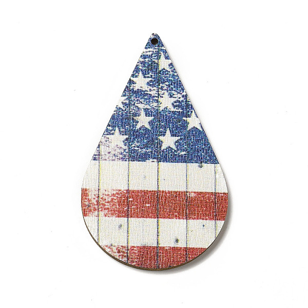 

PandaHall American Flag Theme Single Face Printed Aspen Wood Big Pendants, Teardrop Charm, Chocolate, 57.5x34.5x2.5mm, Hole: 1.6mm Wood Flag..., Brown