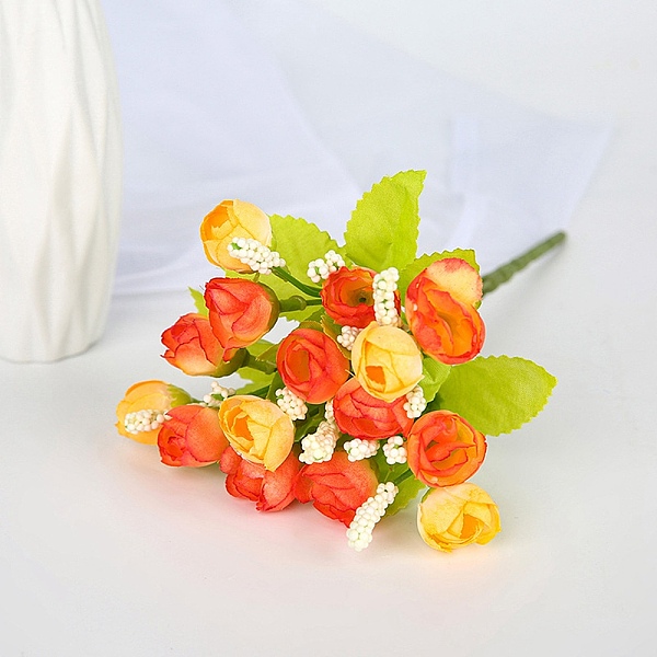 PandaHall Plastic Eucalyptus Artificial Flower, for Wedding Party Home Room Decoration Marriage Accessories, Red, 240mm Plastic Flower Red