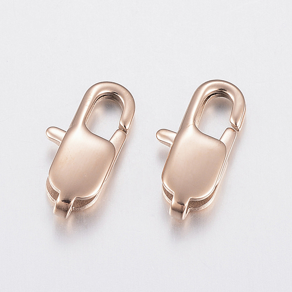 

PandaHall Ion Plating(IP) 304 Stainless Steel Lobster Claw Clasps, Rose Gold, 11x5.5x3mm, Hole: 1x1.5mm 304 Stainless Steel Others