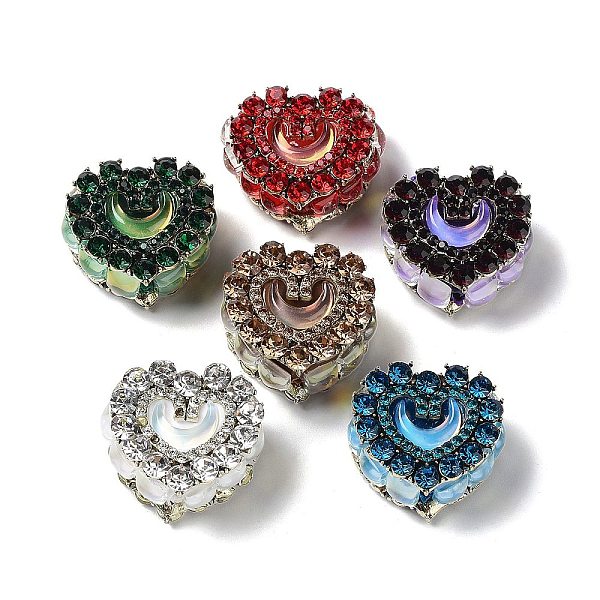 

PandaHall Polymer Clay Rhinestone Beads, with Alloy Finding, Heart, Mixed Color, 26x26x14.5mm, Hole: 1.6mm Polymer Clay+Glass Rhinestone..., Multicolor
