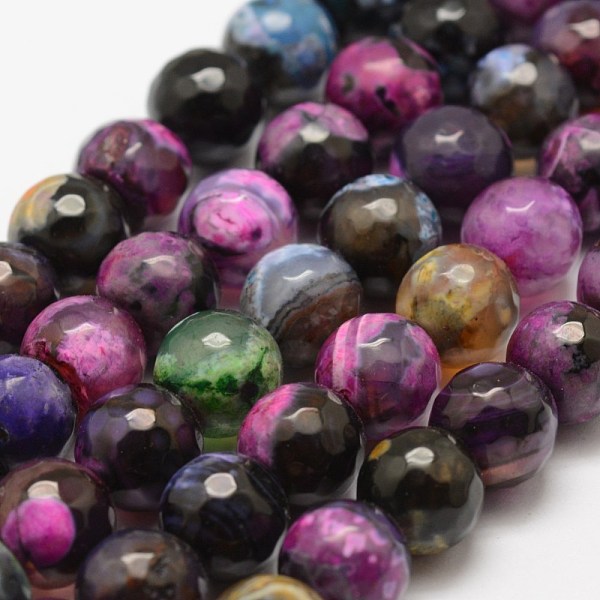 

PandaHall Faceted Natural Fire Crackle Agate Beads Strands, Round, Dyed & Heated, Colorful, 10mm, Hole: 1.5mm, about 38pcs/strand, 14 inch...