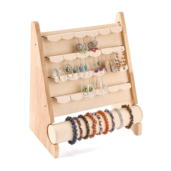 

PandaHall Wood Earring Displays, with Faux Suede, Rectangle, PeachPuff, 26.3x16.7x32.5cm Wood Brown
