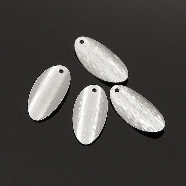 

PandaHall Brass Blank Tag Flat Oval Slice Pendants, Silver Color Plated, 18x9x2mm, Hole: 1mm Brass Oval