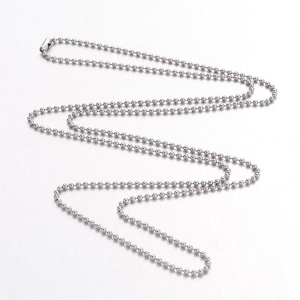 

PandaHall Stainless Steel Necklace Making, Stainless Steel Ball Chains, Stainless Steel Color, 23.6 inch(60cm), 1.5mm Stainless Steel