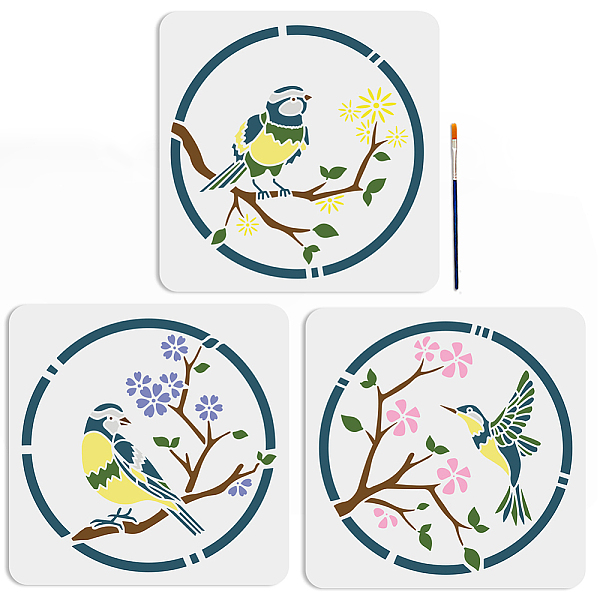 

PandaHall MAYJOYDIY US 1 Set PET Hollow Out Drawing Painting Stencils, for DIY Scrapbook, Photo Album, with 1Pc Art Paint Brushes, for...