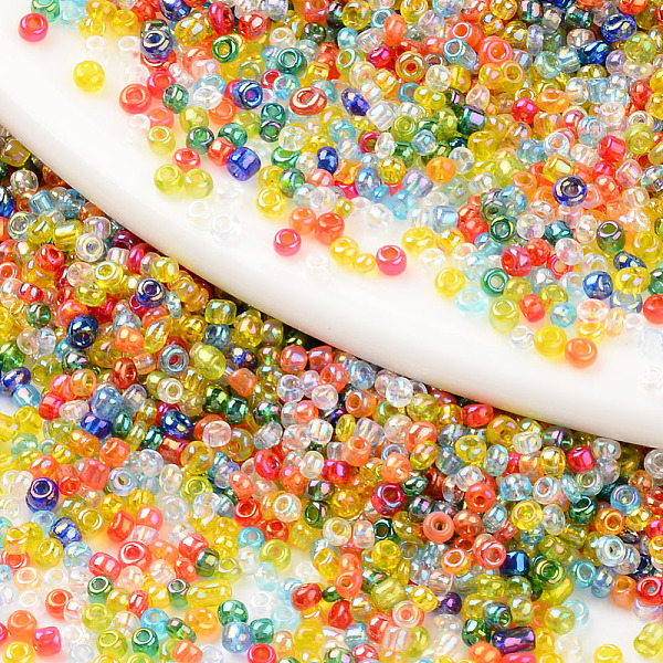 

PandaHall 12/0 Glass Seed Beads, Transparent Colours Rainbow, Round Hole, Round, Mixed Color, 12/0, 2~2.5x1.5~2mm, Hole: 0.8mm, about..., Multicolor