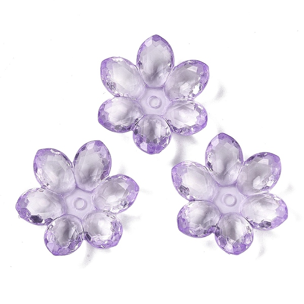 

PandaHall Transparent Acrylic Beads, Flower, Lilac, 23.5x21x6.5mm, Hole: 2mm, 462pcs/500g Acrylic Purple