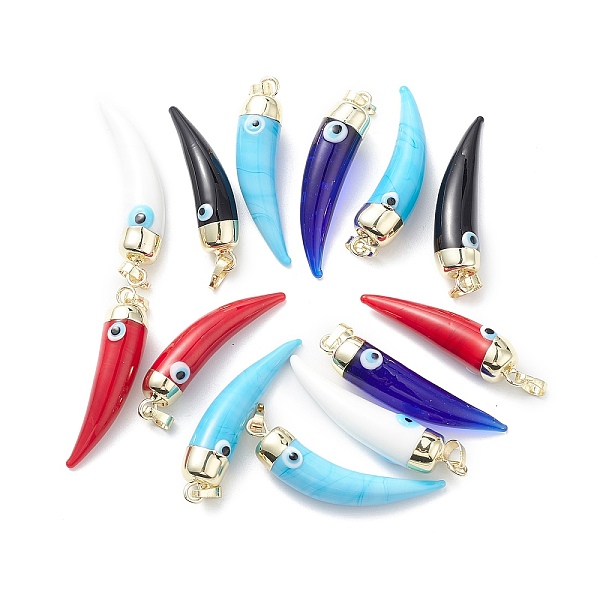 

PandaHall Handmade Evil Eye Lampwork Pendants, with Rack Plating Light Gold Tone Brass Findings, Long-Lasting Plated, Lead Free & Cadmium..., Multicolor