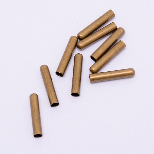 

PandaHall Brass Cord Ends, End Caps, Column, Antique Bronze, 20x4mm, Hole: 3.5mm Brass