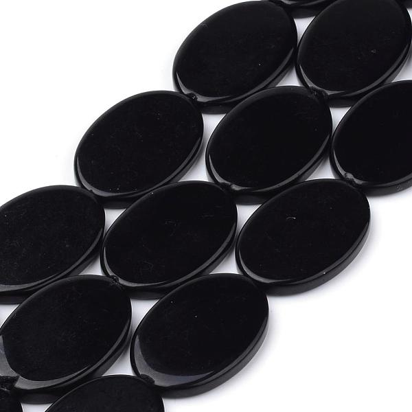 

PandaHall Synthetic Black Stone Beads Strands, Flat Oval, 33x23x5mm, Hole: 1.5mm, 12pcs/strand, 15.7 inch Black Stone Oval