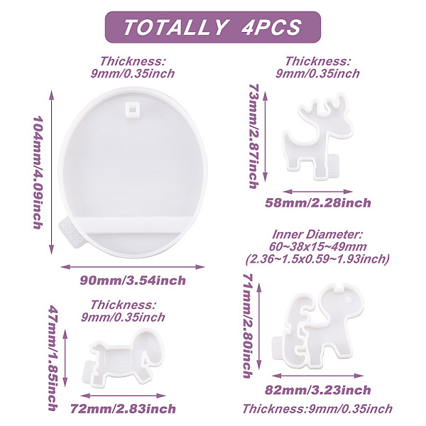 

PandaHall Mega Pet 4Pcs 4 Style DIY Mobile Phone Holders Silicone Mold, Resin Casting Molds, For UV Resin, Epoxy Resin Jewelry Making, Mixed..., White