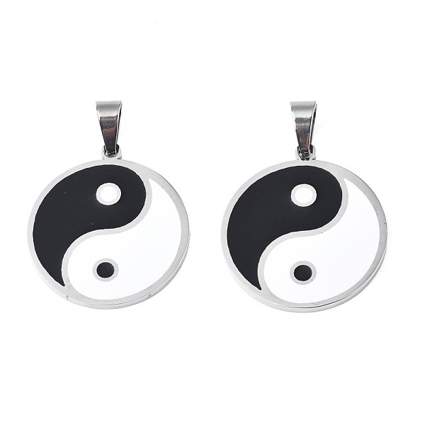 

PandaHall 304 Stainless Steel Pendants, with Stainless Steel Snap On Bails, Flat Round, Stainless Steel Color, 33x30x2mm, Hole: 5x9mm 304...