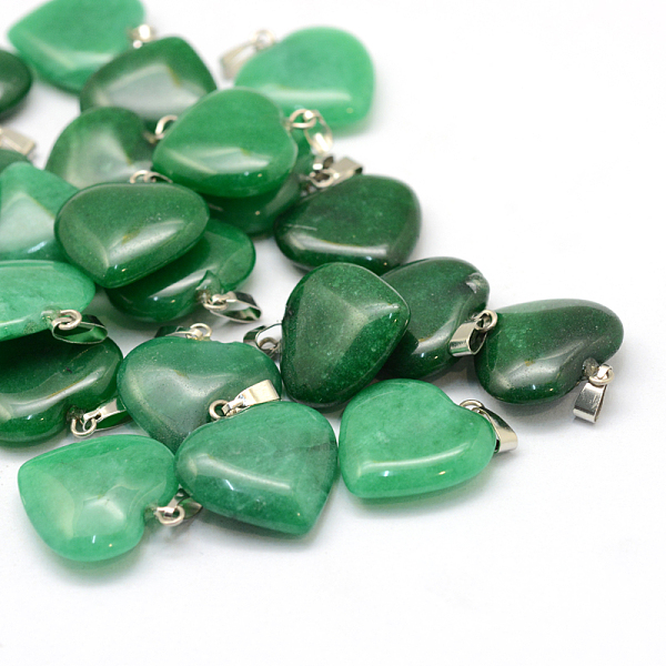 

PandaHall Heart Natural Malaysia Jade Pendants, with Platinum Tone Brass Findings, 20~22x20~21x5~8mm, Hole: 2x7mm Malaysia Jade Heart