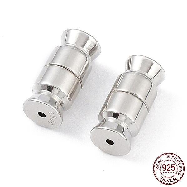 

PandaHall Rhodium Plated 925 Sterling Silver Screw Clasps, Twist Clasps, Column, Platinum, 11x5mm, Hole: 0.9mm Sterling Silver