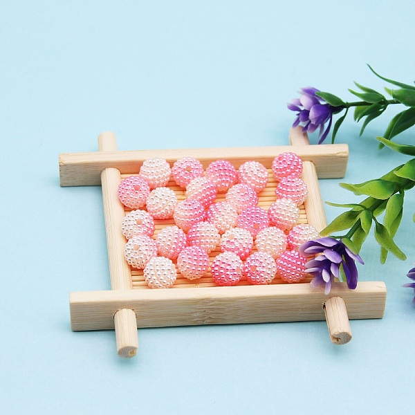 

PandaHall 500Pcs Gradient Color Resin Beads, Round Waxberry Beads, Pink, 10mm, Hole: 1mm Resin Round Pink