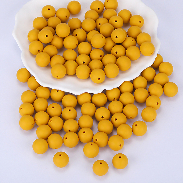 

PandaHall Round Silicone Focal Beads, Chewing Beads For Teethers, DIY Nursing Necklaces Making, Yellow, 15mm, Hole: 2mm Silicone Round...
