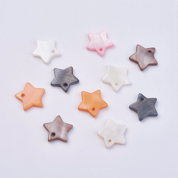 

PandaHall Shell Pendants, Dyed, Star Charms, Mixed Color, 12x2mm, Hole: 1.2mm Mixed Shell Star Multicolor