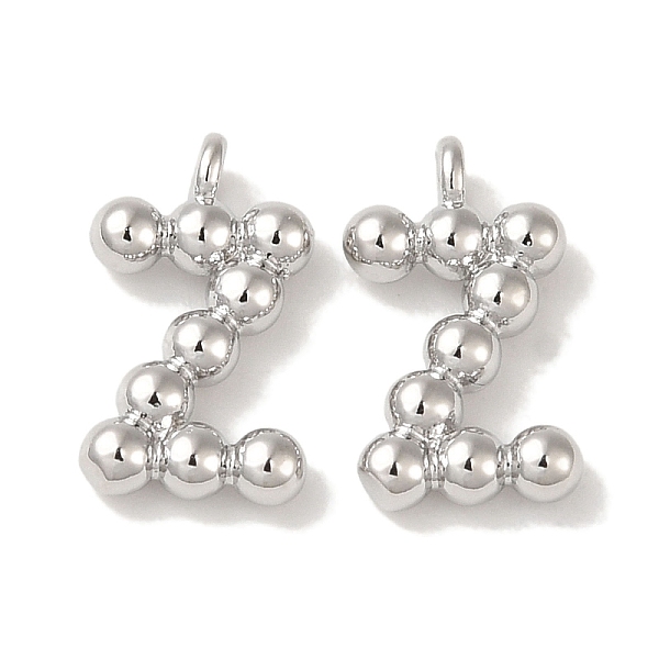 

PandaHall Brass Pendants, Letter Charms, Platinum, 12x7x2mm, Hole: 1mm Brass Letter Z