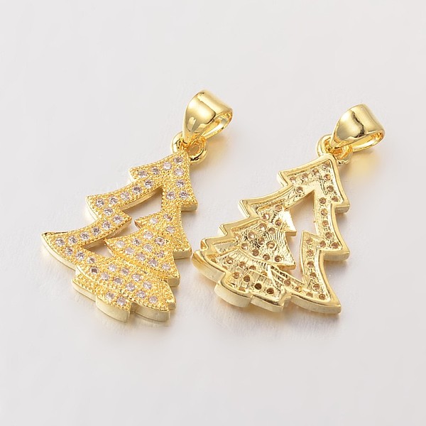 

PandaHall Brass Micro Pave Cubic Zirconia Pendants, Christmas Tree, Lead Free & Nickel Free, Golden, 20x14x3mm, Hole: 4x3mm Brass+Cubic...