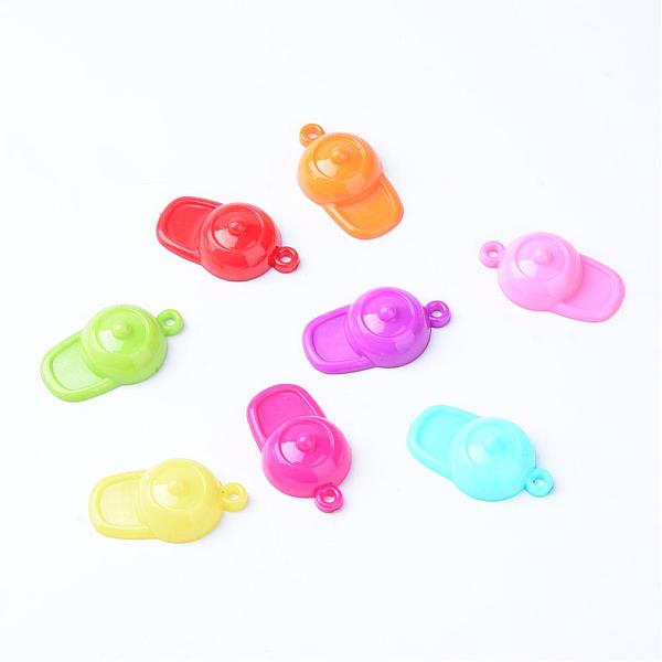 

PandaHall Opaque Acrylic Pendants, Hat, Mixed Color, 37x21.5x10.5mm, Hole: 2.5mm, about 300pcs/500g Acrylic Hat Multicolor