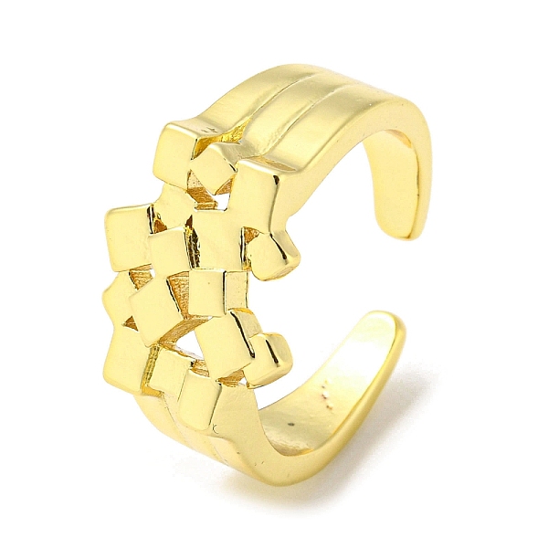 

PandaHall Brass Open Cuff Rings for Women, Cube, Real 18K Gold Plated, US Size 9(18.9mm) Brass Cube