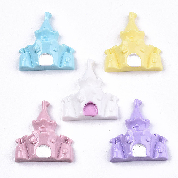 

PandaHall Opaque Resin Cabochons, Castle, Mixed Color, 37x33x11mm Resin Building Multicolor