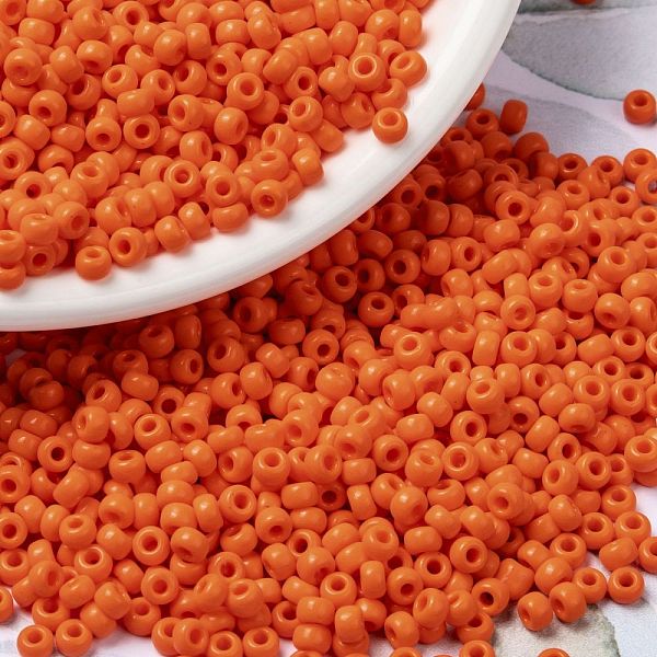 

PandaHall MIYUKI Round Rocailles Beads, Japanese Seed Beads, (RR406) Opaque Orange, 8/0, 3mm, Hole: 1mm about 422~455pcs/bottle, 10g/bottle...