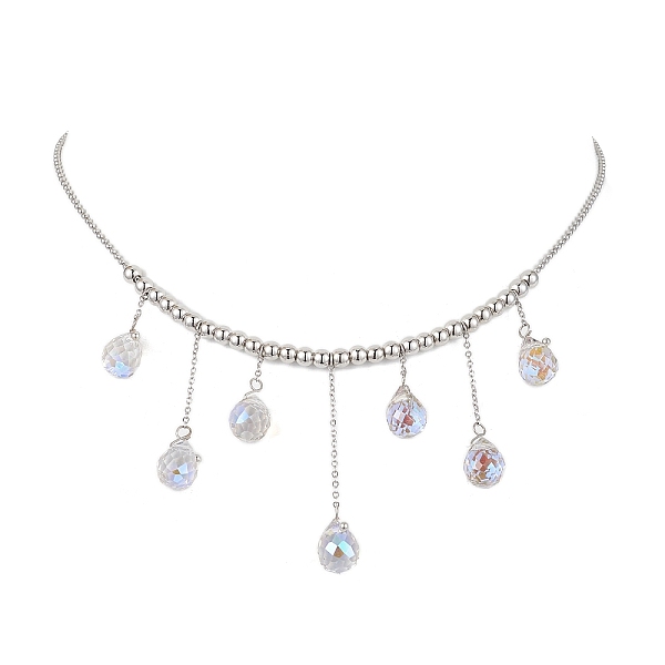 

PandaHall Glass Teardrop Charms Necklaces, 304 Stainless Steel Ball Chain Necklaces for Women, Stainless Steel Color, 13.98 inch(35.5cm) 304...
