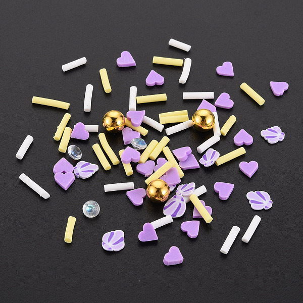 

PandaHall Handmade Polymer Clay Cabochons, Fashion Nail Art Decoration Accessories, with Acrylic Rhinestone, Mixed Shapes, Medium Purple...