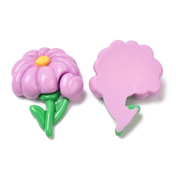 

PandaHall Opaque Resin Cabochons, Flower, Violet, 31x23x8mm Resin Flower Purple