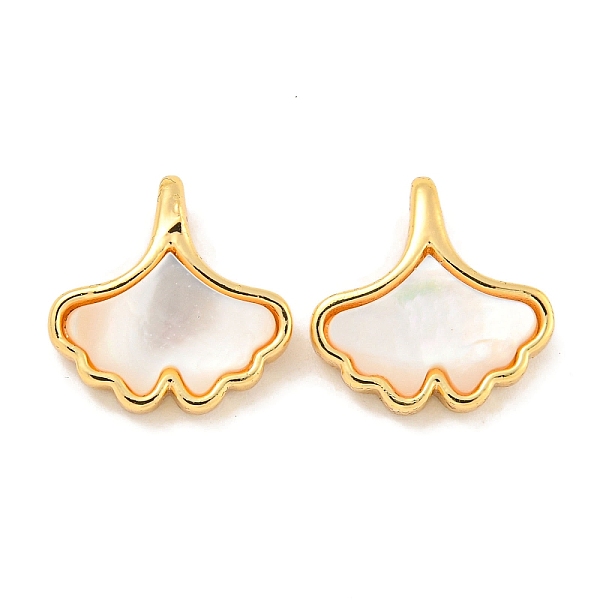 

PandaHall Natural Shell & Brass Gingko Leaf Charms, Real 18K Gold Plated, 13x12.5x4mm, Hole: 2.5x2mm Shell Leaf