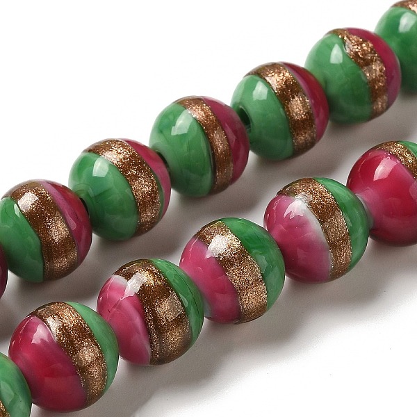

PandaHall Lampwork Beads Strands, Round, Camellia, 12mm, Hole: 1.2mm, about 45pcs/strand, 19.29''(49cm) Lampwork Round Pink