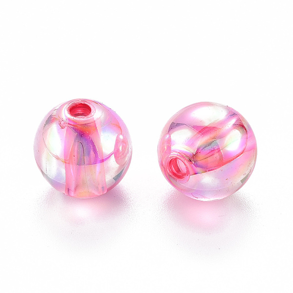

PandaHall Transparent Acrylic Beads, AB Color Plated, Round, Hot Pink, 12x11mm, Hole: 2.5mm, about 566pcs/500g Acrylic Round