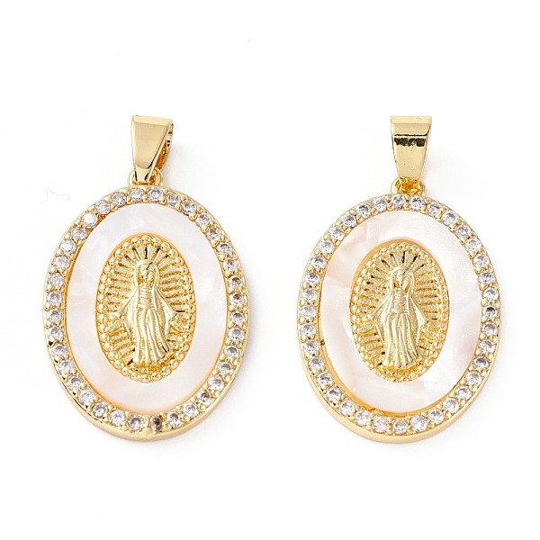 

PandaHall Brass Micro Pave Clear Cubic Zirconia Pendants, Long-Lasting Plated, Oval with Virgin Mary, Real 18K Gold Plated, 27.5x19x2.5mm...
