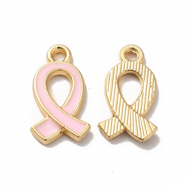 

PandaHall Alloy Enamel Pendants, Golden, Awareness Ribbon Charm, Misty Rose, 17x10x2mm, Hole: 1.6mm Alloy+Enamel Awareness Ribbon