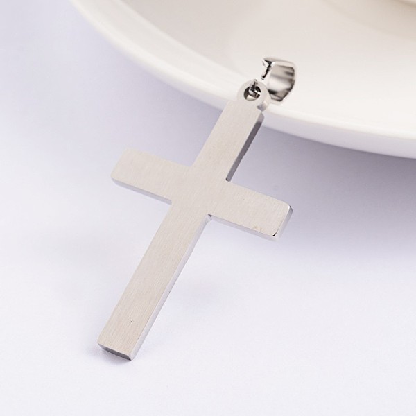 

PandaHall Cross 304 Stainless Steel Pendants, Stainless Steel Color, 41.5x25x2mm, Hole: 4.5x6.5mm 304 Stainless Steel Cross