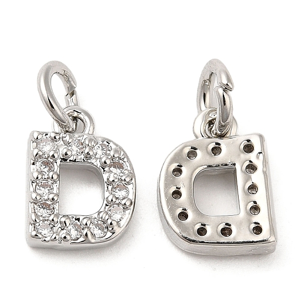 

PandaHall Brass Micro Pave Grade AAA Cubic Zirconia Charms, Letter D, Cadmium Free & Nickel Free & Lead Free, Real Platinum Plated..., Clear