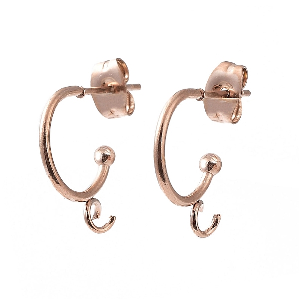 

PandaHall Ion Plating(IP) 304 Stainless Steel Half Hoop Earrings, Rose Gold, 19x16x3mm, Pin: 0.8mm 304 Stainless Steel Ring