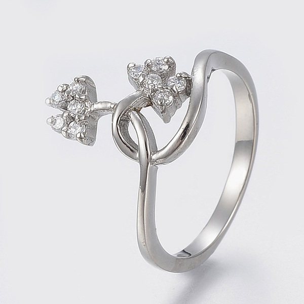 

PandaHall 304 Stainless Steel Finger Rings, with Cubic Zirconia, Stainless Steel Color, Size 8, 18mm Stainless Steel+Cubic Zirconia