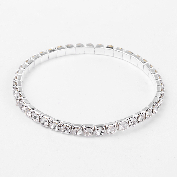 

PandaHall Sport Theme, Valentines Day Gifts for Her Single Row Stretch Rhinestone Tennis Bracelets, with Brass Findings, White, 50mm Steel...