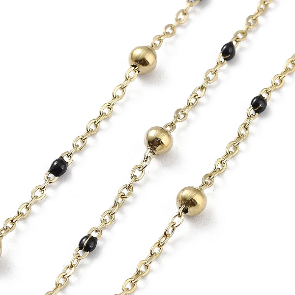 

PandaHall Ion Plating(IP) 304 Stainless Steel Cable Chain, with Enamel, Soldered, Black, Beads: 3.5~3.6x3.5mm, Link: 5x2x2mm and 2x1.5x0.3mm...