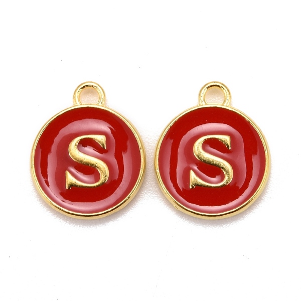 

PandaHall Golden Plated Alloy Enamel Charms, Cadmium Free & Lead Free, Enamelled Sequins, Flat Round, Red, Letter.S, 14x12x2mm, Hole: 1.5mm...