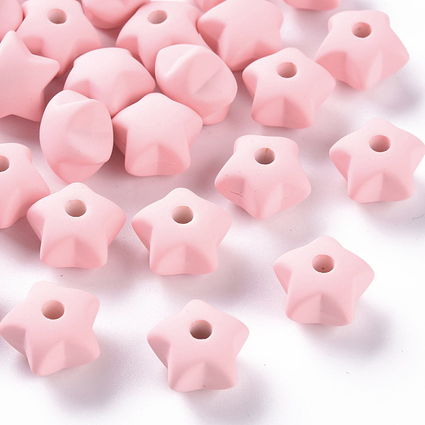 

PandaHall Acrylic Beads, Rubberized Style, Half Drilled, Star, Pink, 16x17x11mm, Hole: 3.5mm Acrylic Star Pink