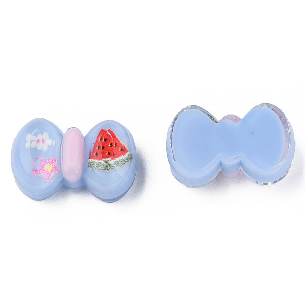 

PandaHall Printed Translucent Epoxy Resin Cabochons, Bowknot with Flower & Watermelon, Cornflower Blue, 11x17.5x7mm Epoxy Resin Bowknot
