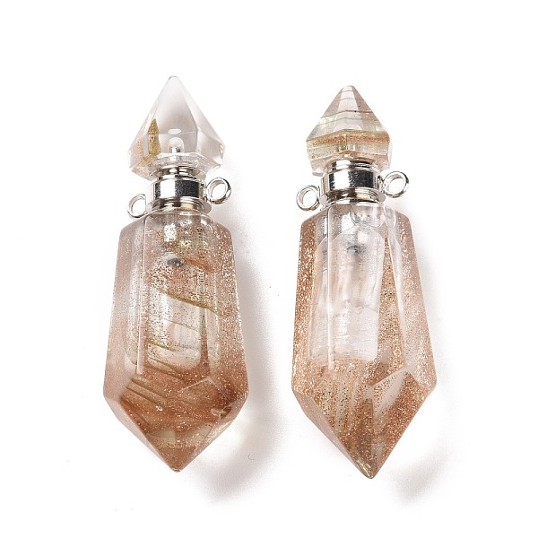

PandaHall Faceted Glass Perfume Bottle Pendants, with Platinum Tone Brass Findings, Cadmium Free & Lead Free, Bottle, Camel, 42~44x13x13mm..., Brown