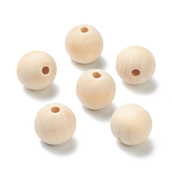 

PandaHall Natural Unfinished Wood Beads, Round Wooden Loose Beads, Wheat, 17x16.5mm, Hole: 5mm, about 310pcs/500g Schima Wood Round Orange
